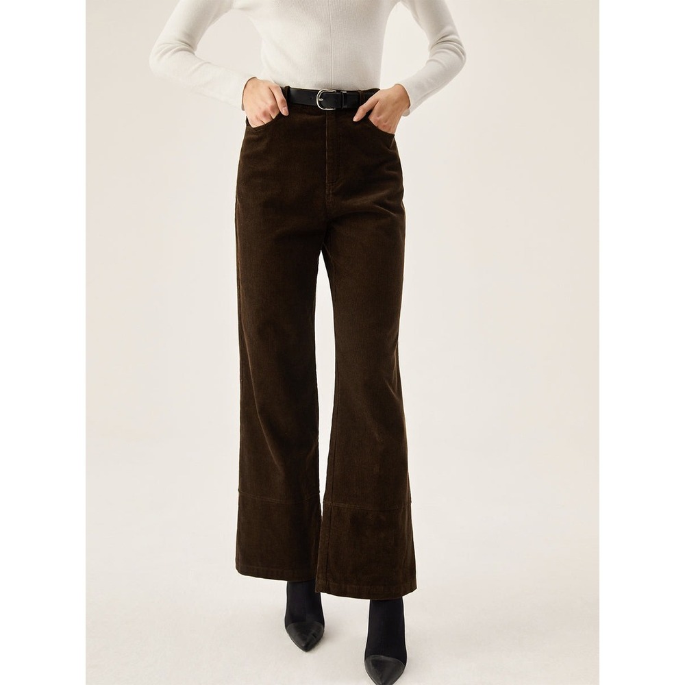 Commense Corduroy Wide Leg Pocket Pants Dark‎ Brown size S - Picture 4 of 6